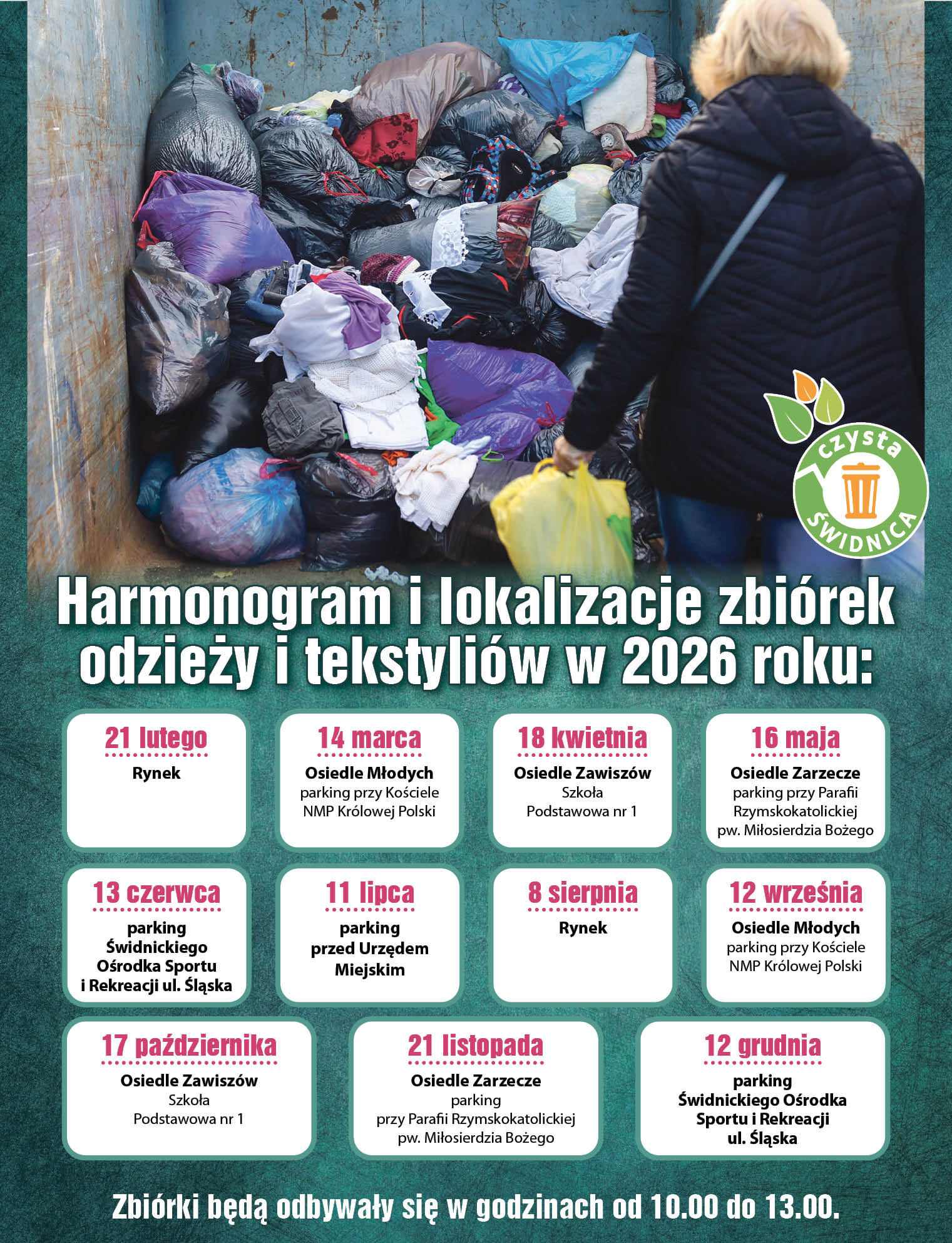 HARMONOGRAM I LOKALIZACJE ZBIÓREK ODZIEŻY I TEKSTYLIÓW 2026