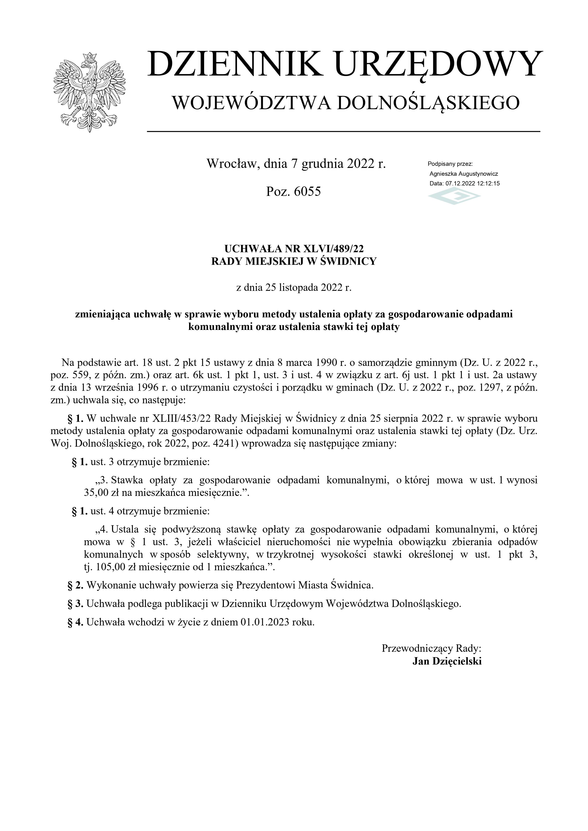 STAWKI OPŁAT DLA NIERUCHOMOŚCI ZAMIESZKAŁYCH OD STYCZNIA 2023 R.