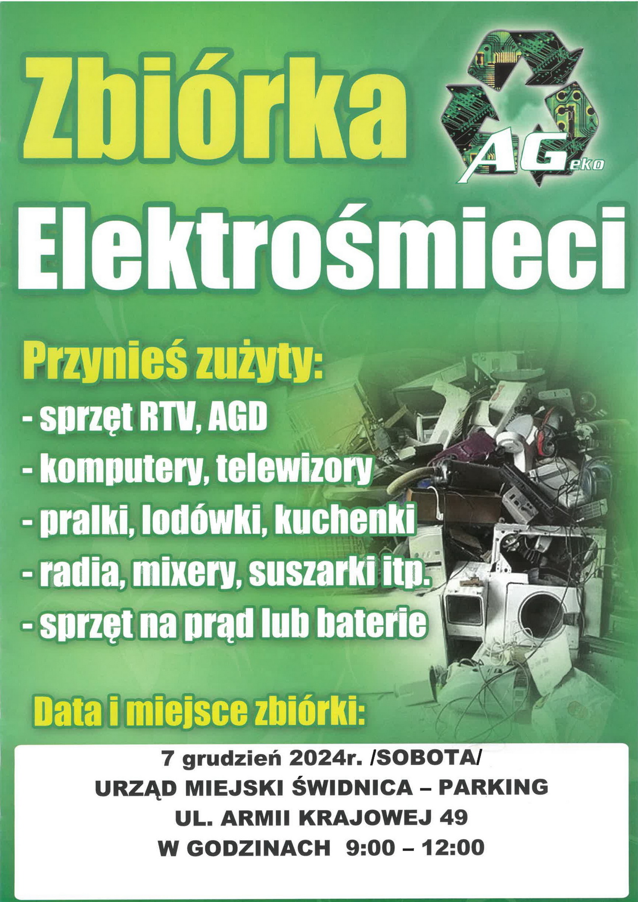 Zbiórka elektrośmieci 7 grudzień 2024